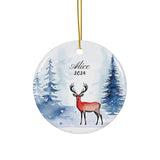 Personalised Reindeer In A Winter Forest Ornament