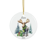 Personalized Moose with Green Scarf Ornament