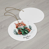 Personalized Ginger Cat Christmas Ornament