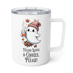 Cute Ghost Fall Autumn Insulated Mug With Lid, 10oz