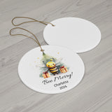 Personalized Festive Bee with Gifts Ornament