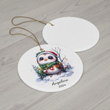 Personalized Festive Owl in Santa Hat Ornament