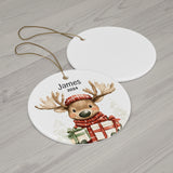 Personalized Cute Woodland Moose Ornament