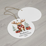 Personalized Cheerful Moose Christmas Ornament