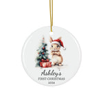 Personalized Adorable Bunny with Red Gift Ornament