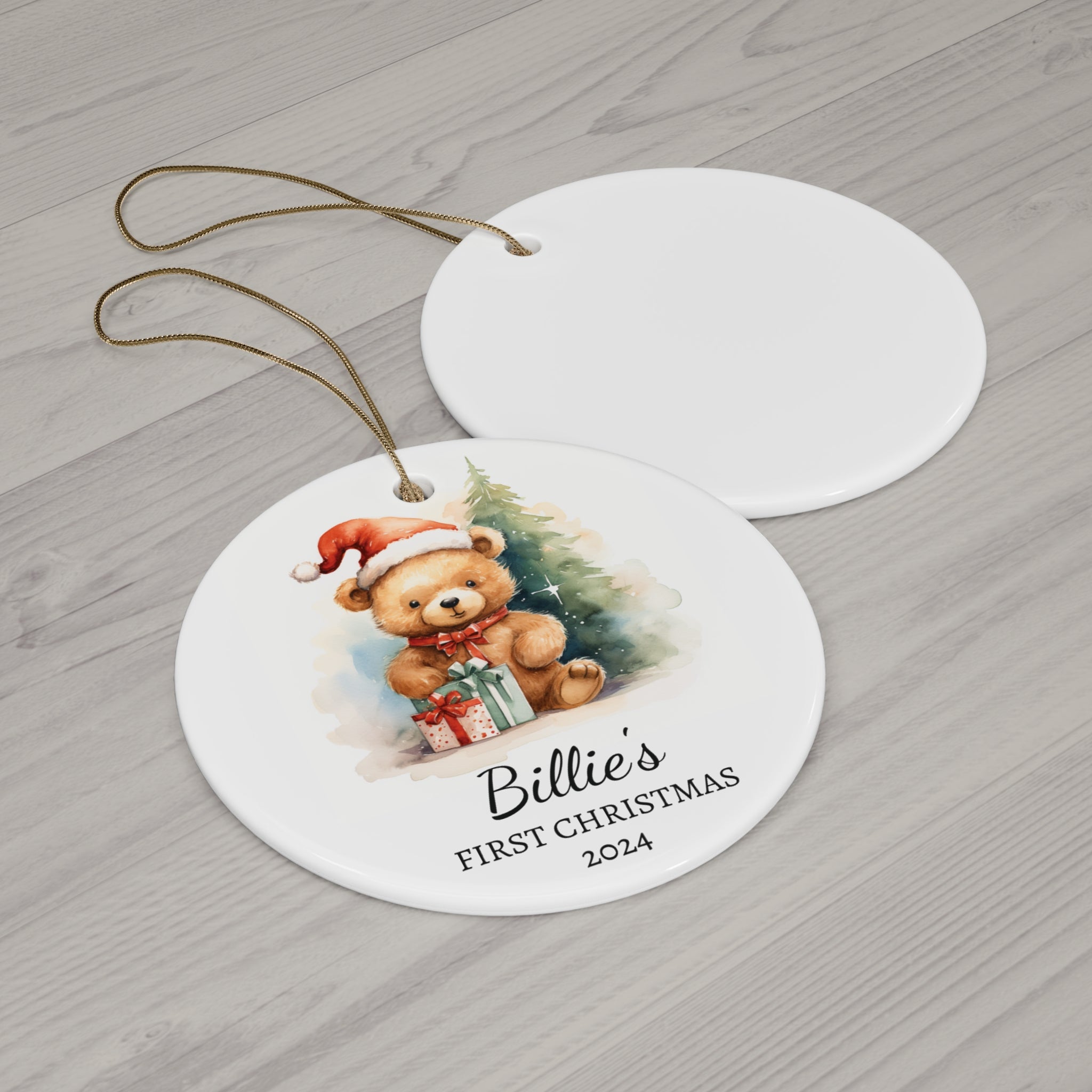 Personalized Bear & Wrapped Gifts Ornament