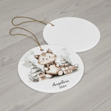 Personalized Bow Tie Christmas Cat Ornament