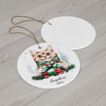 Personalized Festive Snowy Cat Ornament