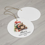 Personalized Santa Bear Holiday Keepsake Ornament