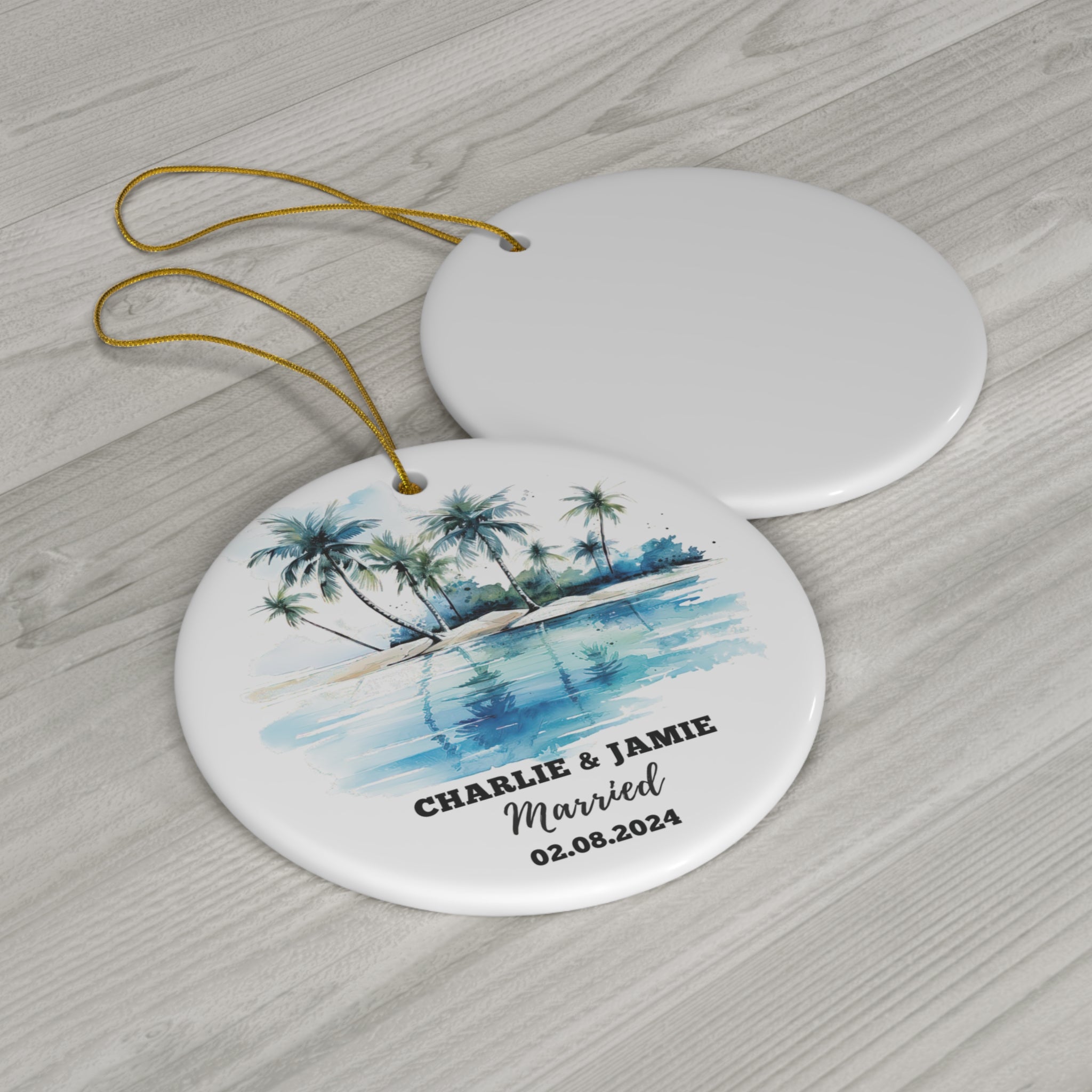 Personalized Palm Trees & Beach Ornament