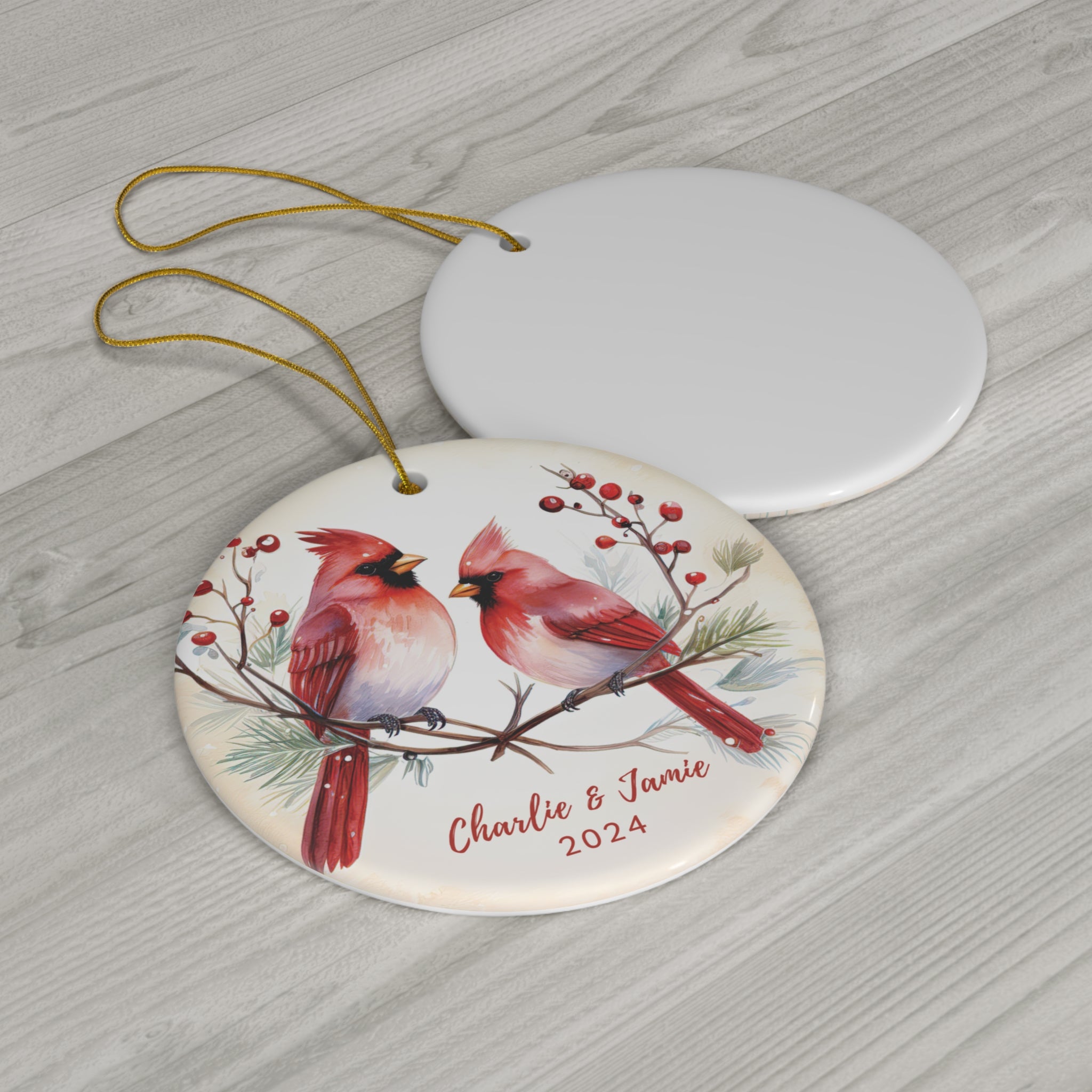 Personalized Red Cardinal Birds Ornament