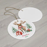 Personalized Plaid Scarf Reindeer Ornament