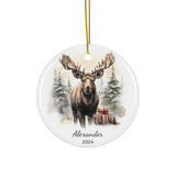 Personalized Majestic Moose & Pine Trees Ornament