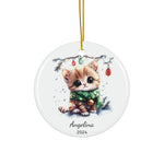 Personalized Kitten with Golden Bell Ornament