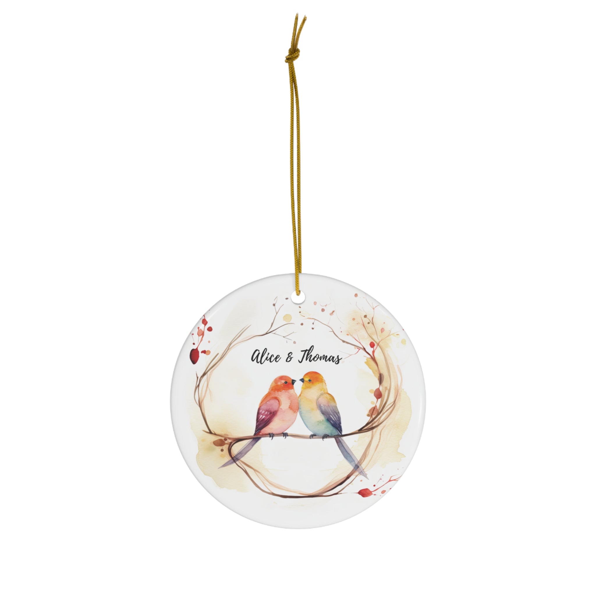 Personalized Colorful Birds & Branches Ornament
