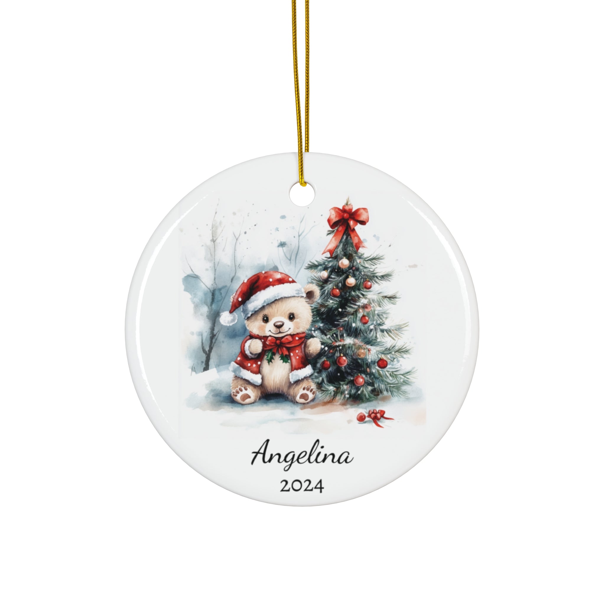 Personalized Holiday Teddy Bear & Tree Ornament