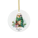 Personalized Long Green Scarf Eagle Ornament