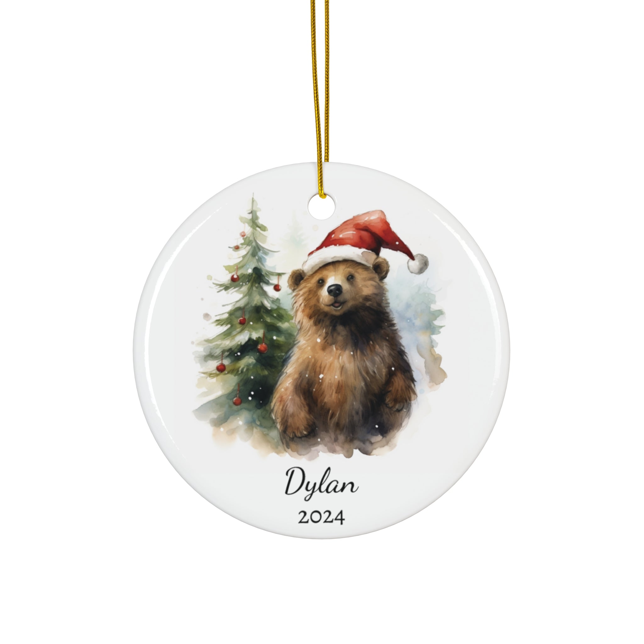 Personalized Grizzly Bear Christmas Tree Ornament