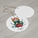 Personalized Green Sweater Tabby Kitten Ornament