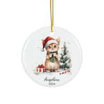 Personalized Cute Kitten with Christmas Tree Ornament