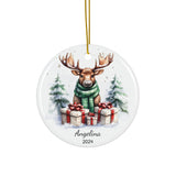 Personalized Snowy Moose Scene Ornament