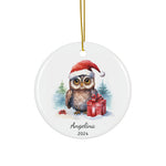 Personalized Santa Owl Christmas Ornament