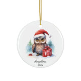 Personalized Santa Owl Christmas Ornament