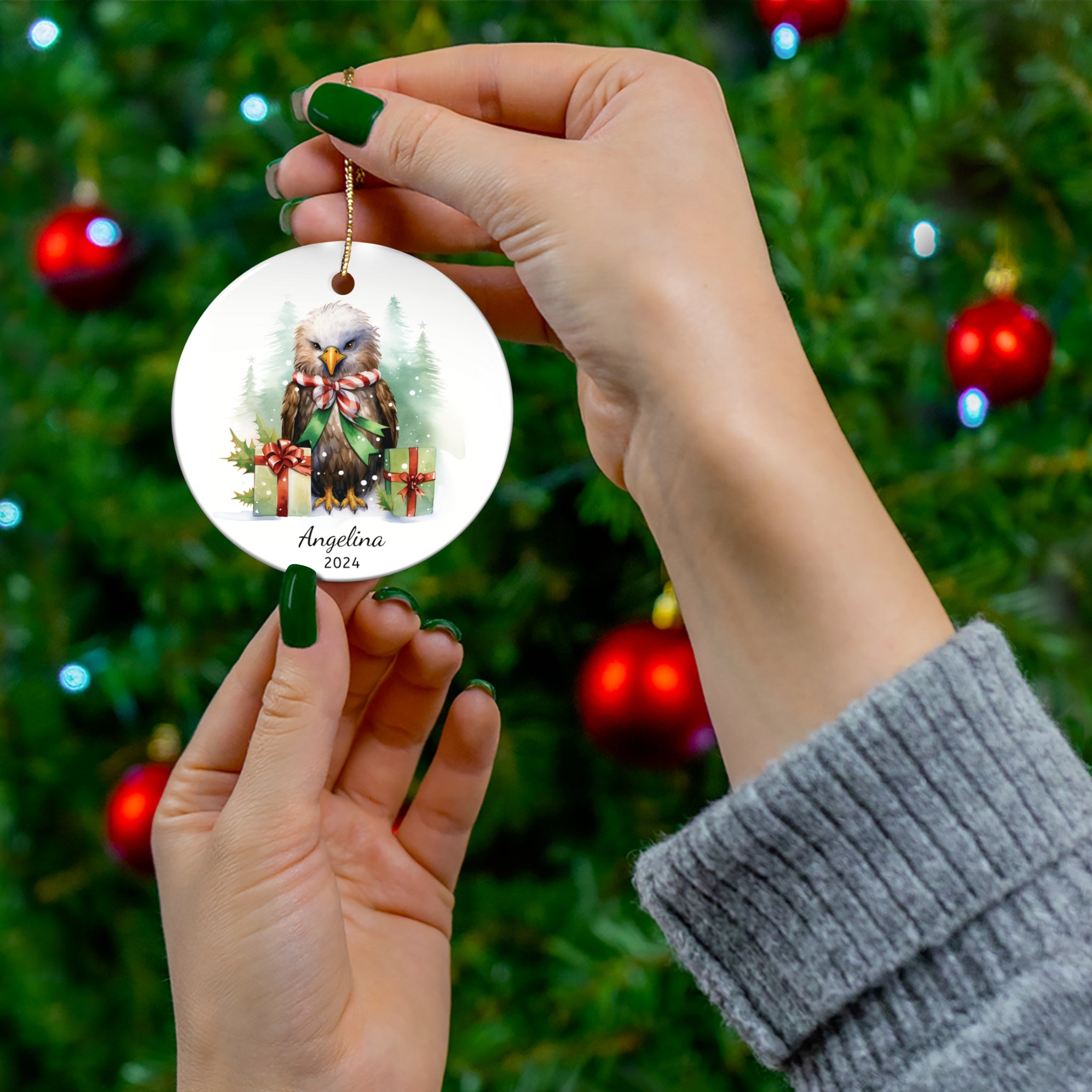 Personalized Christmas Eagle Gift Ornament