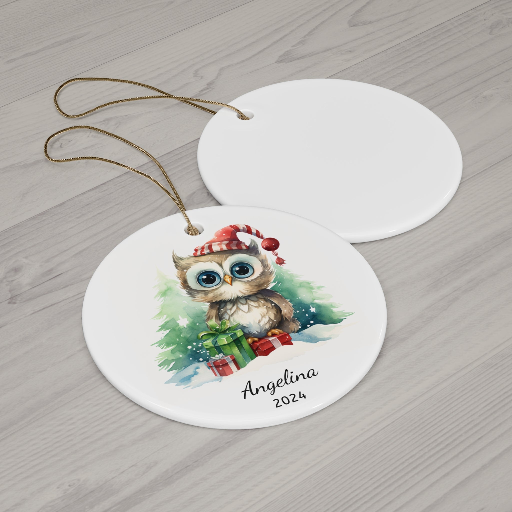 Personalized Woodland Owl Christmas Ornament