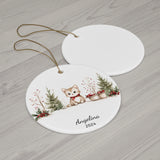 Personalized Kitten in Christmas Forest Ornament