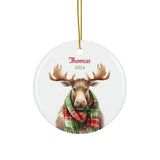 Personalized Plaid Scarf Moose Ornament