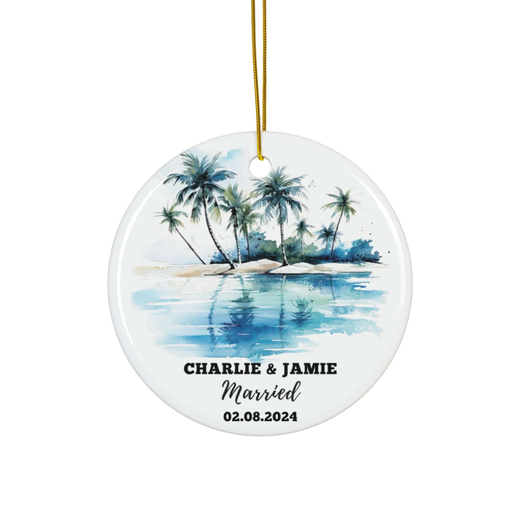 Personalized Palm Trees & Beach Ornament