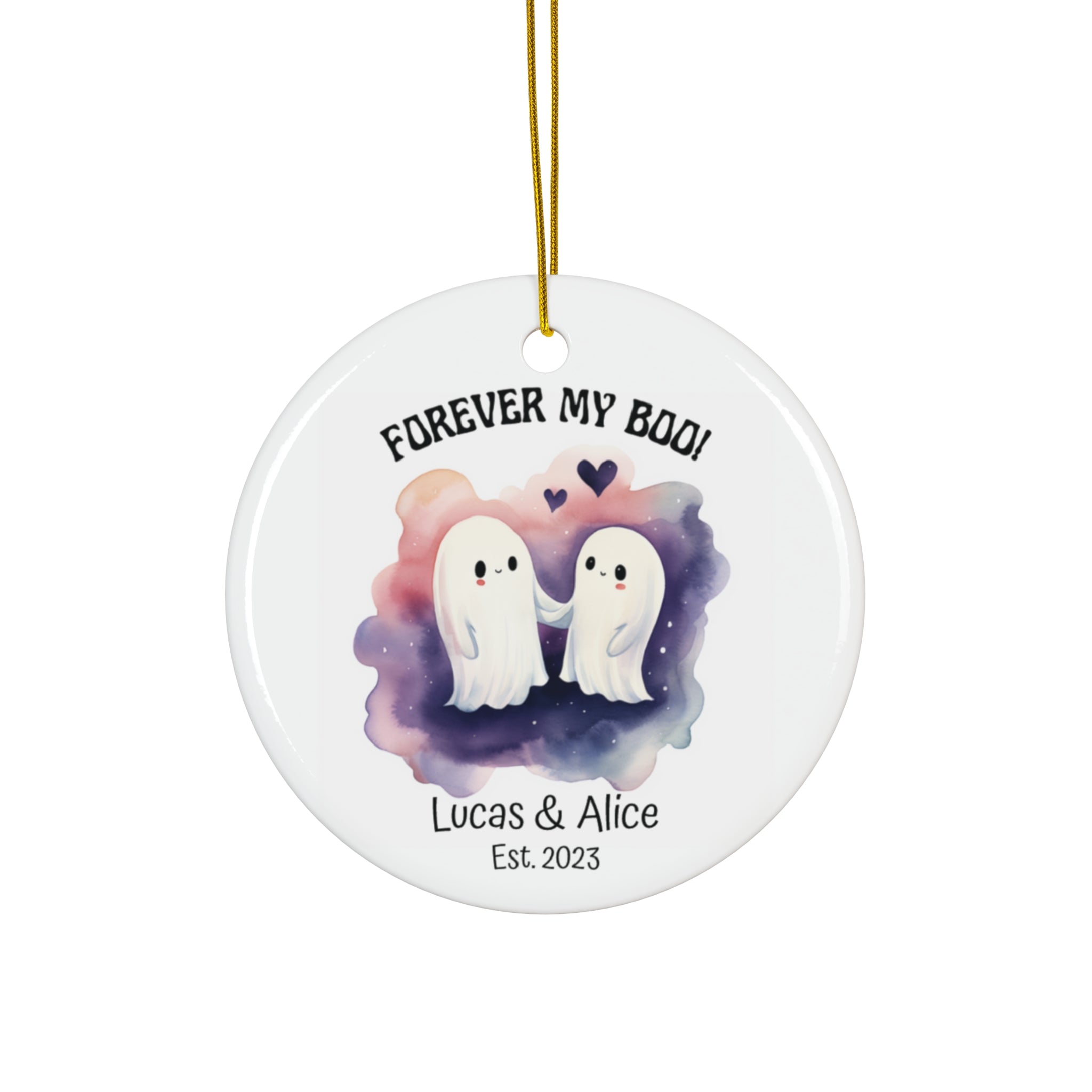 Personalized 'Forever My Boo!' Ghost Couple Halloween Ornament