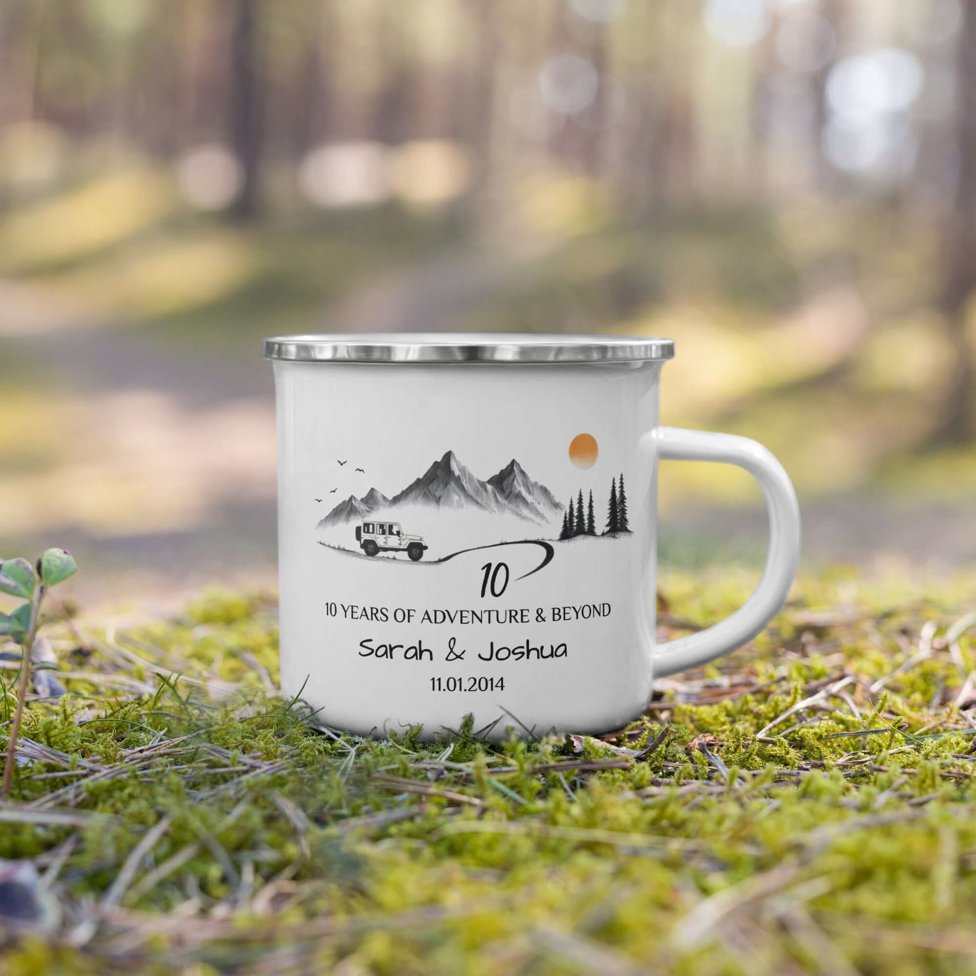 Personalized Anniversary Adventure Camping Mug, 12oz