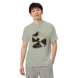 Bear playing guitar design on a Bay garment-dyed cotton t-shirt