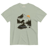 Bear playing guitar design on a Bay garment-dyed cotton t-shirt