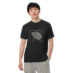 Monstera leaf design on a Black garment-dyed cotton t-shirt
