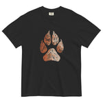 Wolf paw topographic design on a Black garment-dyed cotton t-shirt