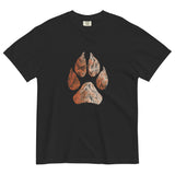 Wolf paw topographic design on a Black garment-dyed cotton t-shirt