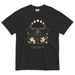 Luna moth specimen design on a Black garment-dyed cotton t-shirt