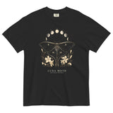 Luna moth specimen design on a Black garment-dyed cotton t-shirt