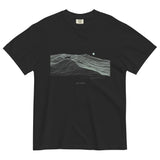 Fox on the ridge topographic design on a Black garment-dyed cotton t-shirt