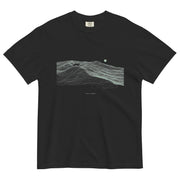 Fox on the ridge topographic design on a Black garment-dyed cotton t-shirt