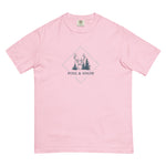Deer and winter forest design on a Blossom garment-dyed cotton t-shirt