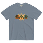 The Plant Club houseplants design on a Blue Jean garment-dyed cotton t-shirt