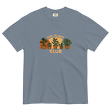 The Plant Club houseplants design on a Blue Jean garment-dyed cotton t-shirt