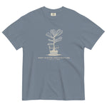 Root system architecture plant design on a Blue Jean garment-dyed cotton t-shirt