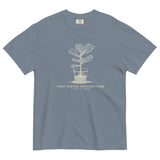 Root system architecture plant design on a Blue Jean garment-dyed cotton t-shirt