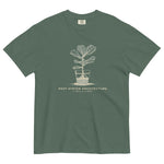 Root system architecture plant design on a Blue Spruce garment-dyed cotton t-shirt