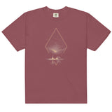 Camping under the stars design on a Brick garment-dyed cotton t-shirt